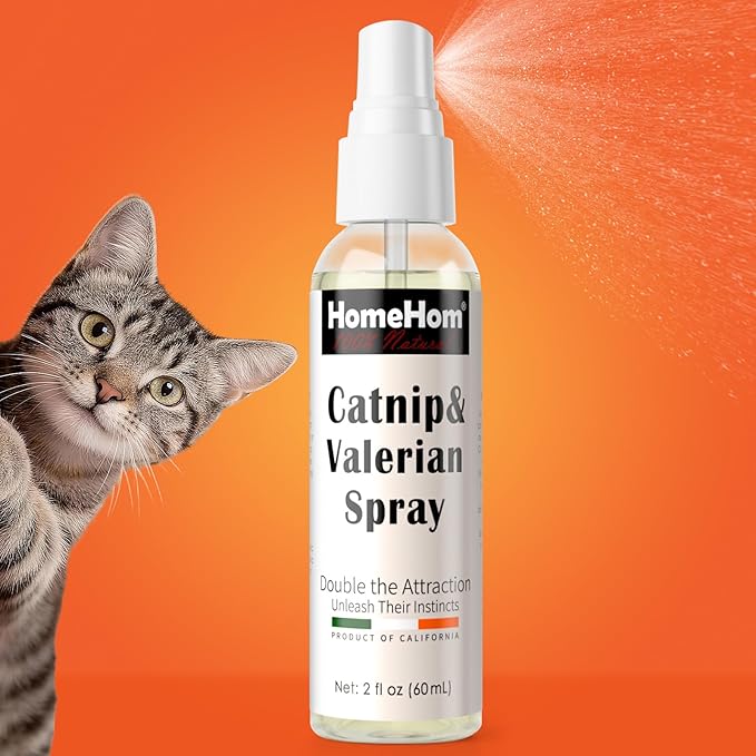 Catnip Spray for Cats with Valerian,Double Plant-Power Loved by 90% of Cats,Extra-Strength Attractant to Refresh Toys & Supercharge Playtime,100% Natural, No-Stain Mist-2oz