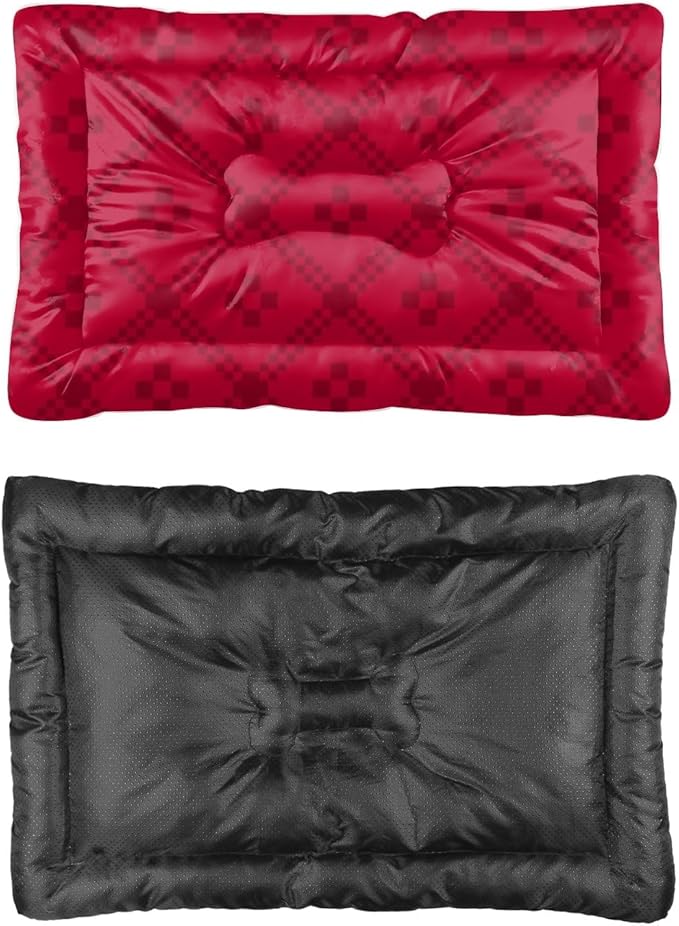 Red Geometric Textile Dog Mat Waterproof Kennel Pad Pet Floor Mat Cozy Bed Non- Slip Bottom Dog Friendly Furniture Multi- Scenario Cat and Pads Gift Printed Mats 24× 18 Inch