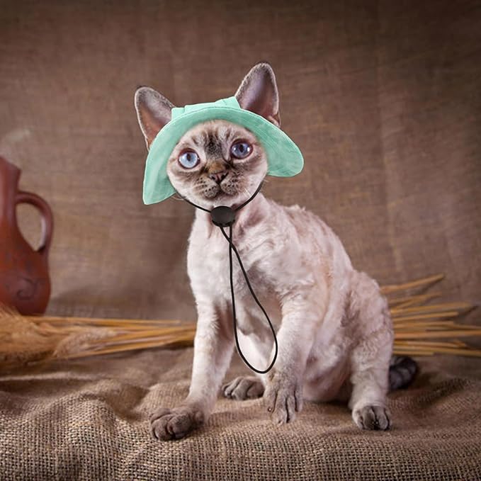 QBLEEV Cat Hats for Cats Only, Sphynx Hat with Ear Hole, Hairless Cat Cowboy Hats for Birthday Party Halloween, Kitten Headwear Sun Sombrero Caps, Chihuahua Sunscreen Baseball Outdoor Climbing Cap