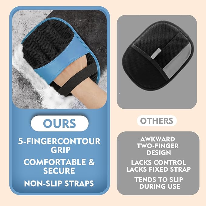 2PCS Pet Hair Removal Glove for Cats & Dogs, Electrostatic Upgraded Five-Finger Electrostatic Pet Hair Gloves Reusable Pet Hair Remover Tool for Laundry Couch Carpet Car Seat(Blue/Yello)