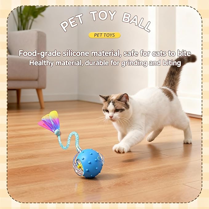2 Pack Interactive Cat Toys for Indoor Cats with 3 Tails,Automatic Moving Kitten Toys,Cat Toys for Bored Indoor Adult Cats,Smart Rechargeable Cat Enrichment Toys for Cats to Keep Them Busy, Cat Balls
