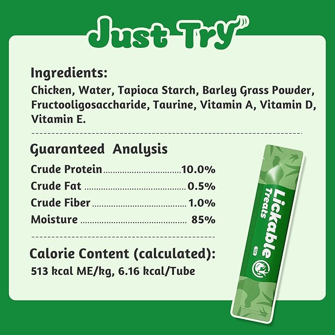 Just Try 20 Tubes Creamy Lickable Cat Treats, Healthy Cat Grass Treats, Hairball Control Relief Functional with Taurine & Vitamin E for Cats