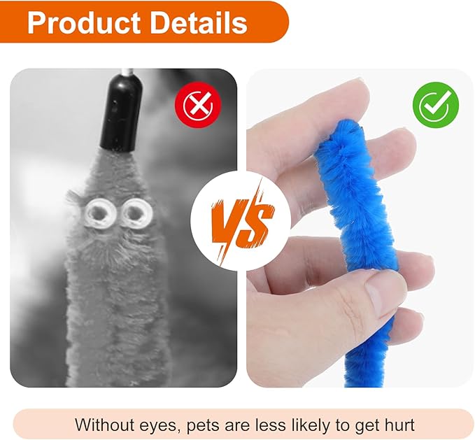 30 PCS Fuzzy Worm Cat Toy,Colorful Cat Worm Toy Refills,Interactive Cats Wand Attachments Replacements for Indoor Cats Kitten(Multi Colored)