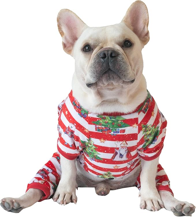 CuteBone Christmas Dog Pajamas Shirt Winter Holiday Cute Pjs Pet Clothes Bodysuit for Doggie Onesies P186S