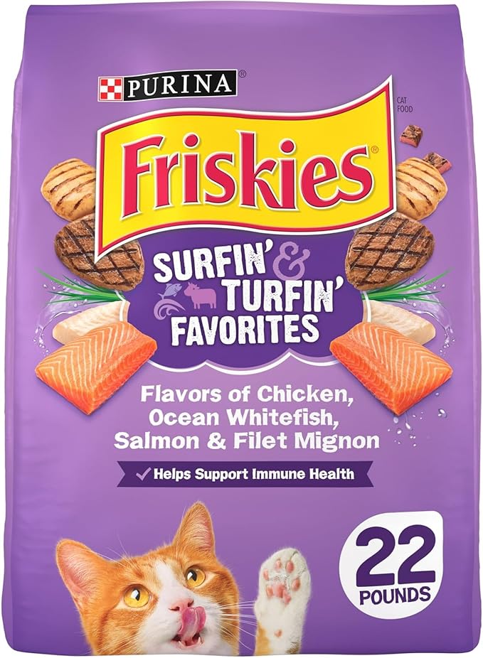 Dry Cat Food Surfin & Turfin Favorites 22 lb. Bag, Essential Fatty Acids to Help Support Healthy Skin and Coat