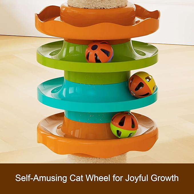 Floor to Ceiling Cat Tree, Cat Tower with Scratching Post, Adjustable Height(98-110 Inch), Large Wood Condo Cave Bed and Hammock, Modern Cat Activity Tree (98-110 Inch)