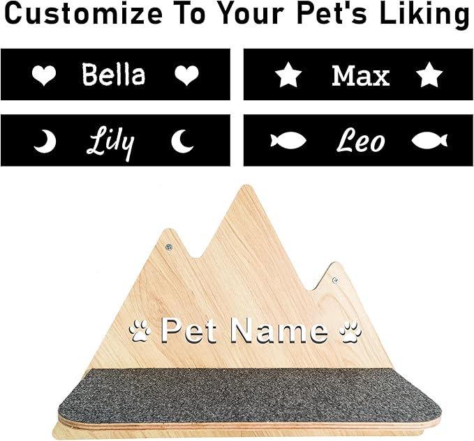 Personalized Cat Shelves, Triangle Shape Wall Mounted, Custom Cat Name Mounted Cat Shelf Wooden Furniture Perch Toy, for Sleeping Playing Scratching Your Pet