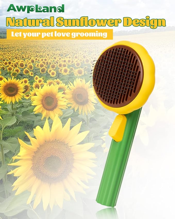 Cat Slicker Brush, Self Cleaning Brush for Short or Long Haired Cats and Dogs, Pet Shedding and Grooming Tool for Remove Loose Hair, Fur, Undercoat, Mats, Tangled Hair, knots