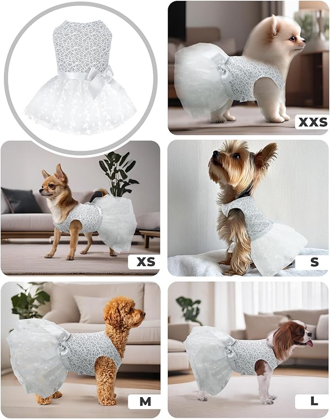 CuteBone Dog Birthday Dress Girl Puppy Skirt Tutu Cat Wedding Outfit Pet Party Clothes for Small Dogs Costume DD17M