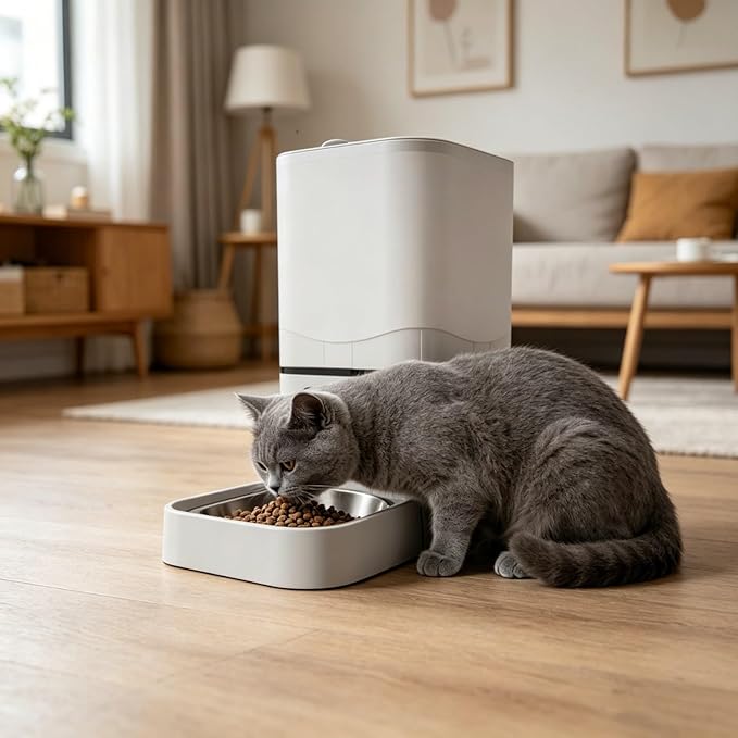 6L Double Bowl Smart Pet Feeder for Dogs Cats, Automatic Food Dispenser with Timer, Automatic Cat Feeder, Timed Cat Feeder for Multi Pet Feeding App Remote Control Voice