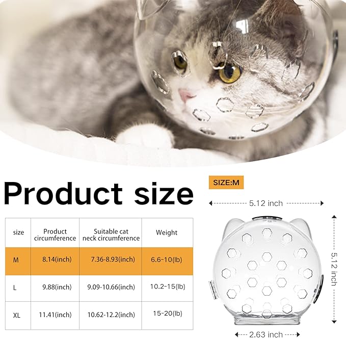 Cat Muzzle for Grooming with Silicone Claw Cover, Adjustable Cat Hood Mask for Bathing Shaving Pet Tools, Anti Bite Air Bubble Helmet
