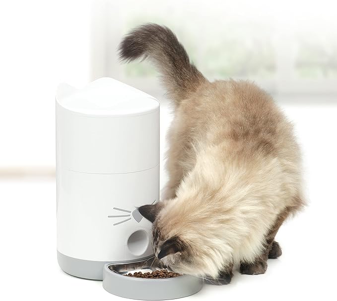 Catit PIXI Smart Automatic Dry Cat Food Feeder, Schedule and Portion Control Meals for Cats, White