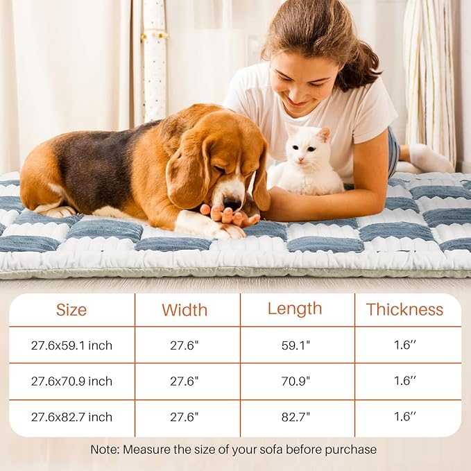 FUNYKICH Dog Couch Cover Protector(27.6 x 59 Inch), Soft Couch Cover for Dogs Washable, Non Slip Pet Couch Covers for Sofa, Blue-Grey