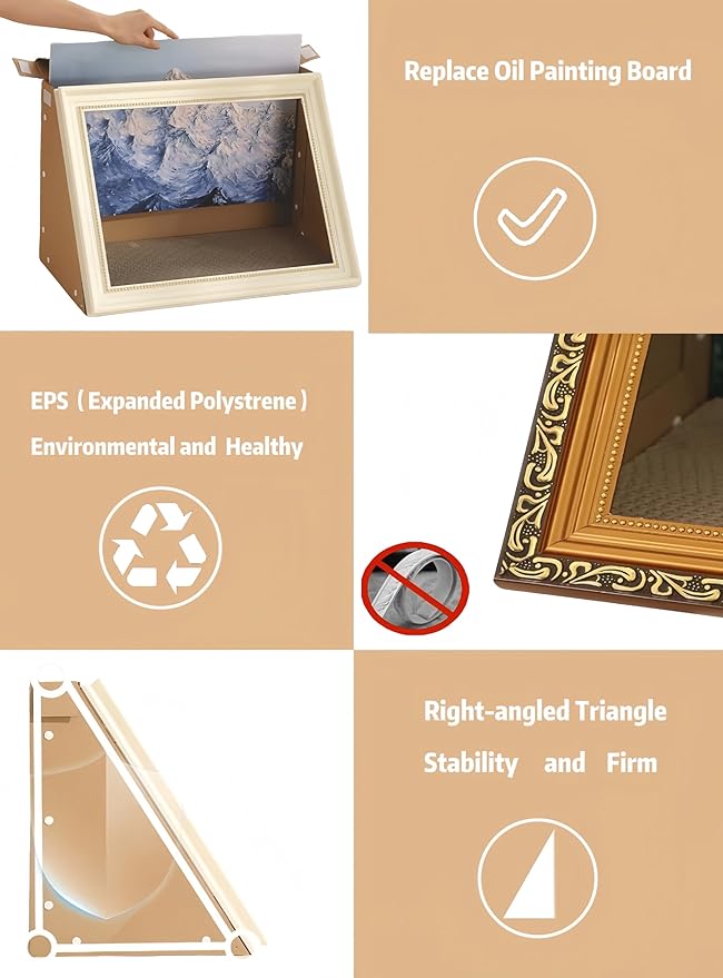 Horizontal Oil Painting Cat Bed & Scratcher - Durable Art Frame with Replaceable Art, Cat House for Indoor Cats Simple-Assembled Bed Couch Cave Condo Home Decoration(Starry Night &Sunflower)