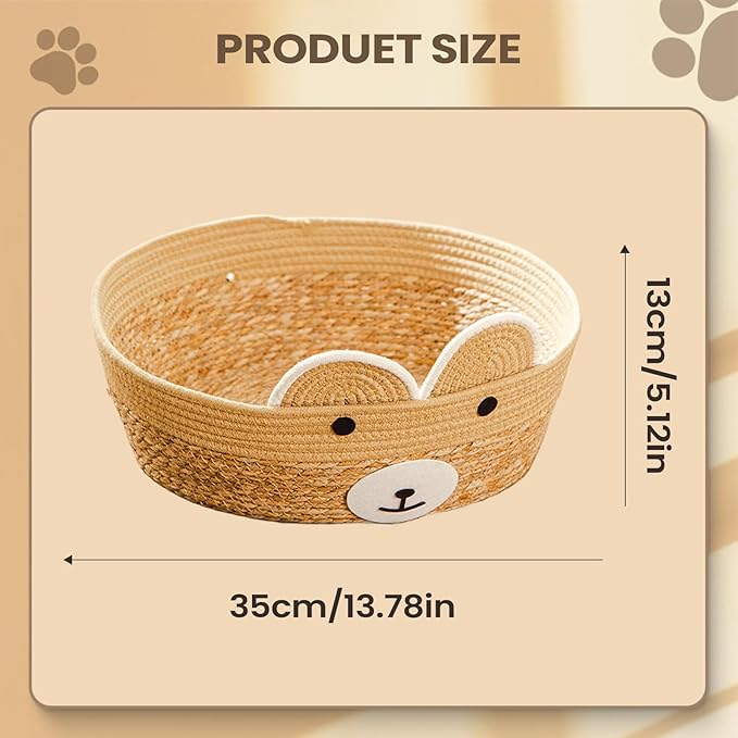Weaving Cat Nests, Safe and Secure Pet Nest, 35x35x13cm, Cute Pet Bed for Indoor Cats Couch, Cat Bed Basket, Stylish and Functional Pets Furniture, for Lounging, Napping, Or Hiding