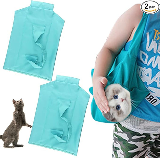 Cat Carrier Pouch,Cat Pouch Cozy Comfort Carrier,Anti-Scratching CatCarrier PouchBag Nail Trimming,Large CatCarrier Restraint Bag for Medication,Administration,Grooming, 2 PCS