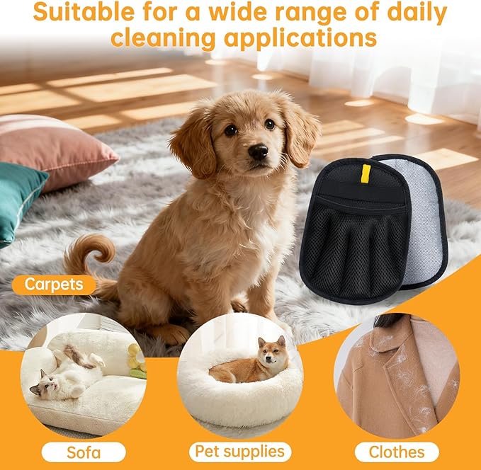 Upgraded Pet Hair Removal Glove, 2 Pack Newly Upgraded Electrostatic Pet Hair Remover Glove with Comb & Pet Hair Keychain, Magic Glove for Pet Hair for Clothing, Couch, Carpet, Car Seat