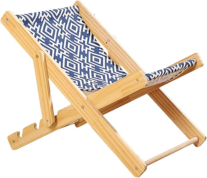 TITA-DONG Cat Hammock Bed, Elevated Cat Bed with Durable Sisal Scratcher, Durable and Non Shedding Sisal Scratcher, Wood Cat Chair Cat Furniture of Mini Beach Chair for Pet Cat(Canvas)