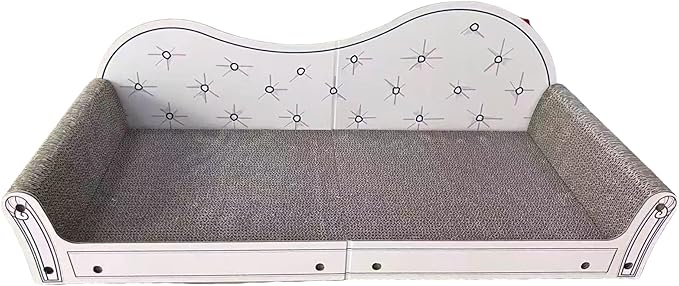 Cat Scratcher Couch, 26’’ Large Cardboard Scratcher Bed - Orthopedic Pet Lounge with Scratching Pad, Furniture Protector for Indoor Cats