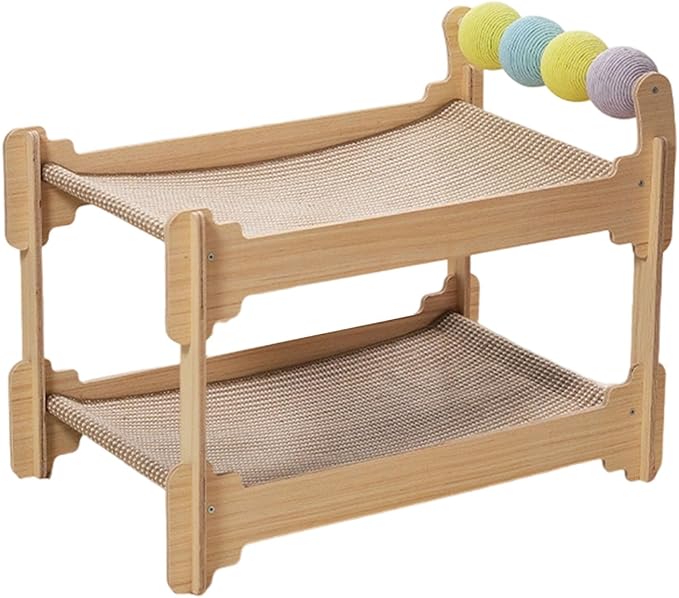 Layer Cats Sisal Pad Wood Construction Indoor Scratcher Tree House for Rest Furniture Protections Wooden Bed with Post