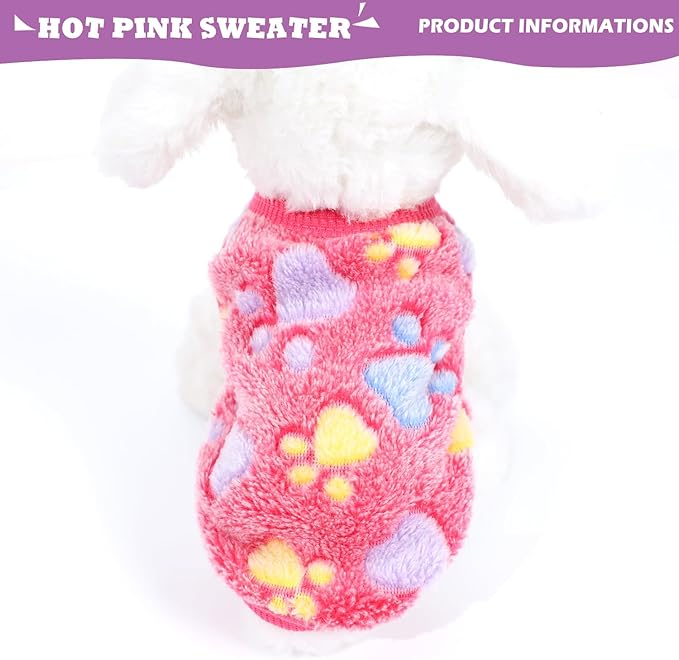 2 Pack Dog Sweaters for Small Dogs Girl Boy Winter Fleece Dogs Clothes Cute Warm Puppy Sweater Chihuahua Teacup Dog Clothes Pet Outfit Pink Blue (Purple, XXX-Small(for 0.8-1.5lb))