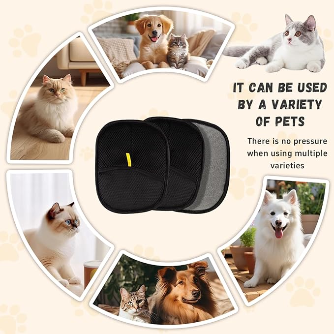 2Pcs Electrostatic Pet Hair Removal Gloves，Quick Wiping - Reusable & Washable for Sofa Clothing Pet Beds Effortless Cats & Dogs Hair for Busy Pet