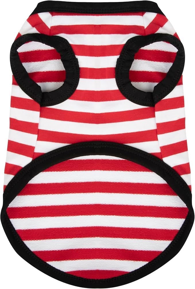 Paiaite Dog Shirts - Striped Sleeveless Cotton Tank Top for Small Medium Dogs - Red XXL