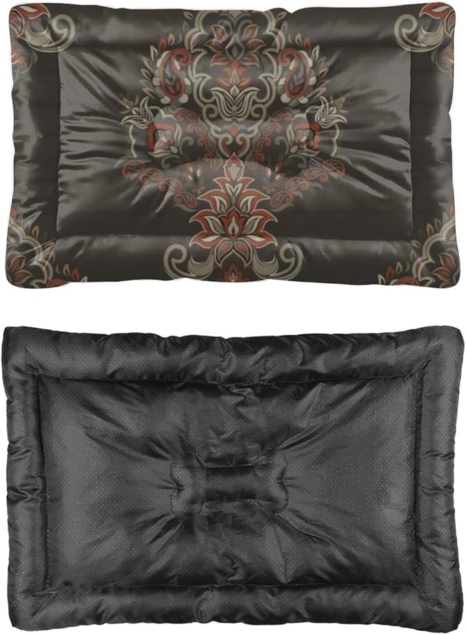 Paisley Floral Patterns Cat Bed Mats Non Slip Dog Mat Outdoor Pet Bed Black Bohemian Patterns Cozy for Cats Non- Slip Bottom Dog Room Furniture Multi- Scenario, Multi- Model Pet Beds Gift Printed Mat