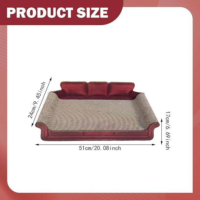 Cat Scratcher Sofa Bed Cat Scratching Board Home Furniture Protector Pet Bed Scratching Mat for Cats, Red