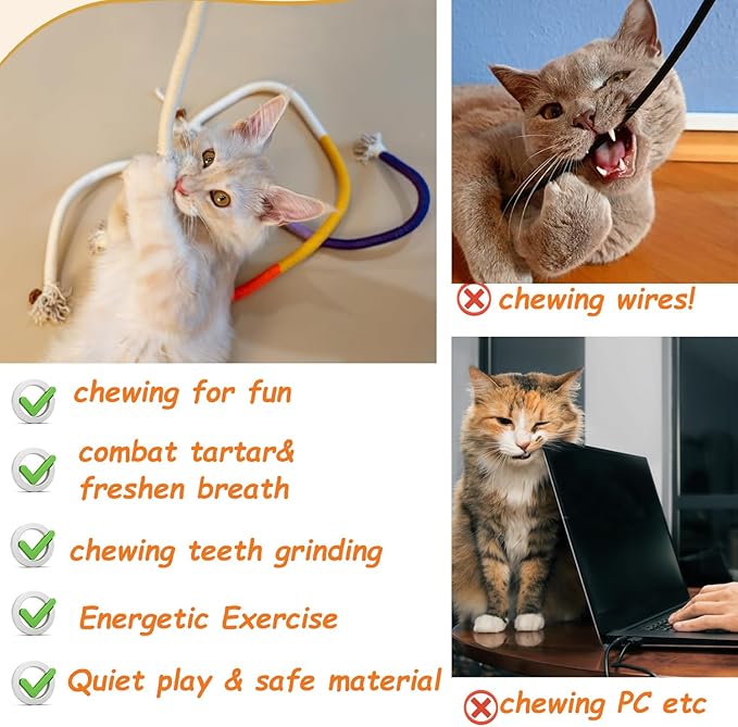 Cat Chew Toy Silvervine Sticks for Cats, Cat Toy Catnip Rope Toys for Kitten Dental Care Safe Teeth Cleaning Toy for Indoor Cats Kitty Kicker Toy Interactive Catnip Kitty Toys for All Breeds Cat