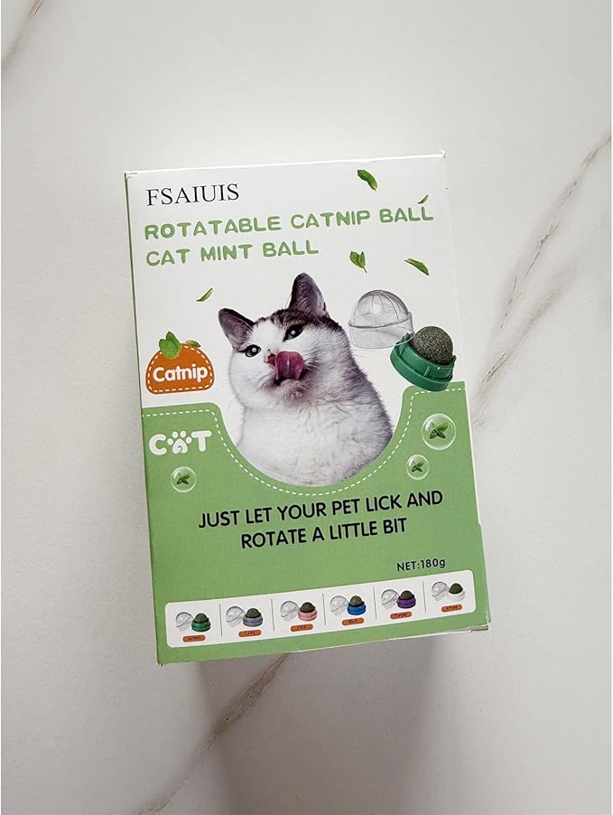 6PCS Catnip Balls for Cats Wall Edible Cat Toys with Catnip Silvervine Gall Fruit Flavors for Cat Lick Safe Teeth Cleaning Dental Cat Toy