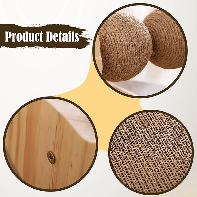 HouseVibe Cat Scratcher Lounge Bed with Scratching Mat, Kitten Couch Board for Playing Sleeping Training, Furniture Protector 11.81x16.54x12.20inch- with Ball
