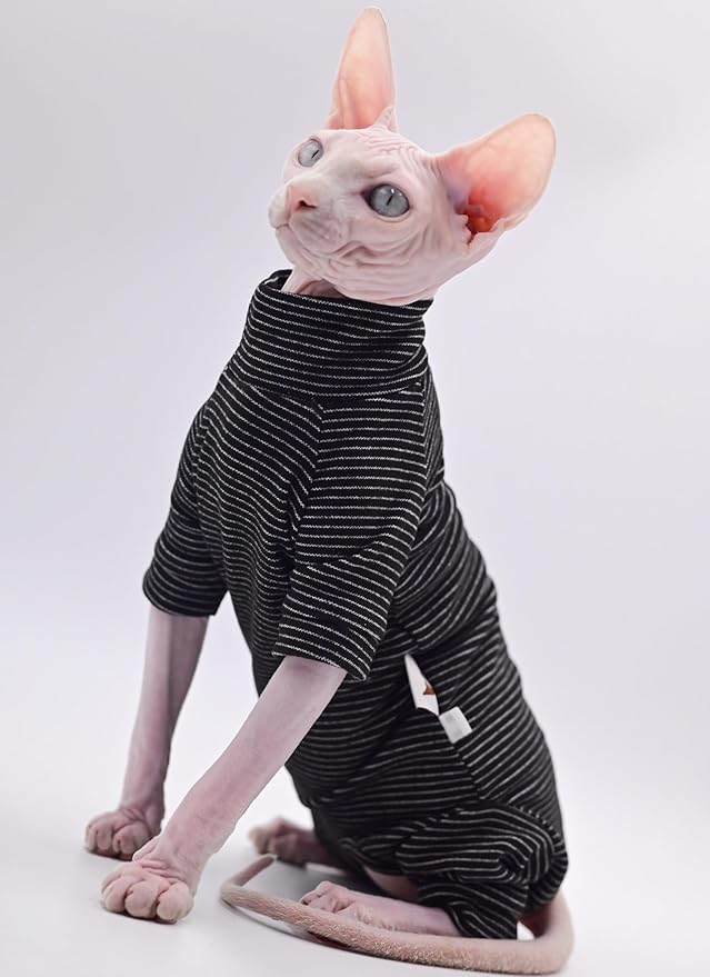 Hairless Cat Clothes, Warm and Soft, Autumn and Winter, Four-Legged Hoodie for Sphynx Cats,Devon Rex Cats, Cornish Cats (Purple, X-Large)
