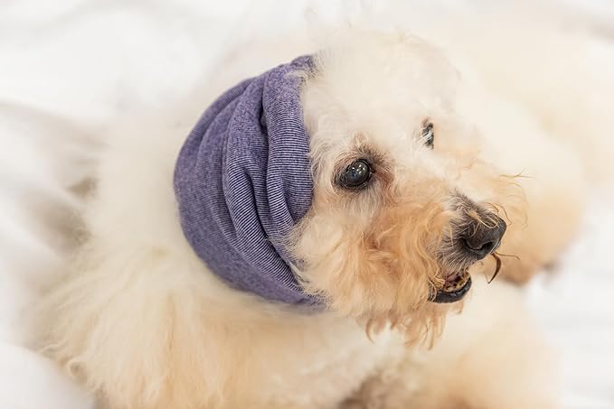 Dogs Ear Wrap, Dog Ear Cover Anxiety Relief – Noise Canceling for Fireworks, Pet Grooming & Force Drying Purple M