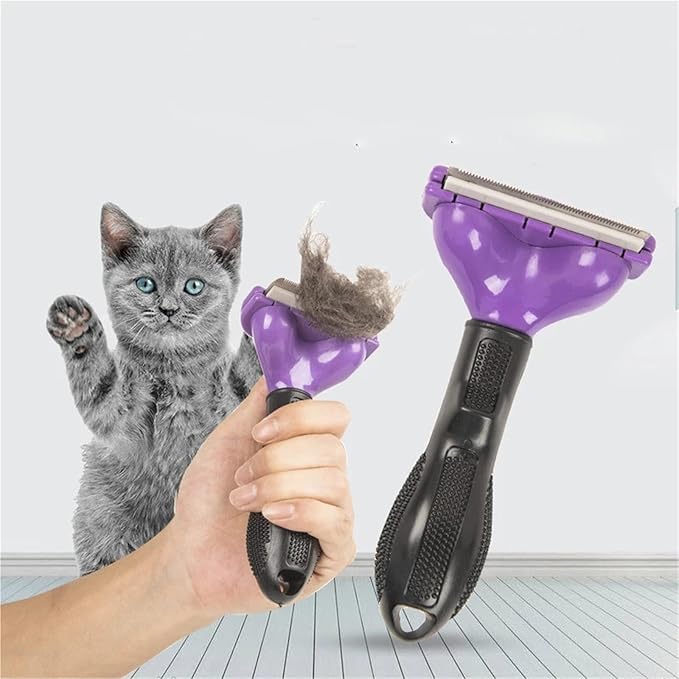 Pet Cat Hair Removal Combs Pet Grooming Brush(Purple,L)