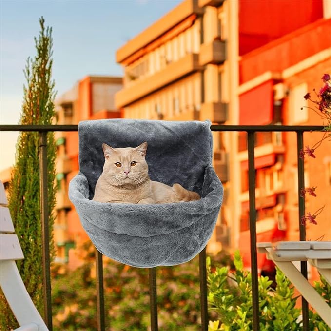 Hanging Bed for Cats, Radiator Beds for Cats, Comfortable Heaters, Plush Fabrics, Pet Hammock for Heaters, Cat Hammock, Radiator, Cat Cuddly Bag (Gray)