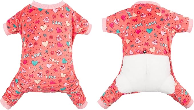 CuteBone Dog Valentine's Day Pajamas Puppy Onesies Small Dogs Soft Pjs Coat Cat Apparel Comfy Pet Clothes Outfit Doggie Bodysuit P216S