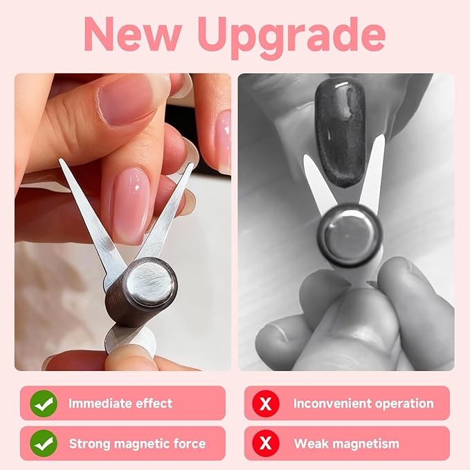 4Pcs Cat Eye Magnet Set, Scissor-shaped Nail Magnet Tool, 2 in 1 Cat Eye Nail Magnet for French Effect, Cat Eye Gel Nail Polish Magnet for Nail Art DIY Home, Studio, Salon