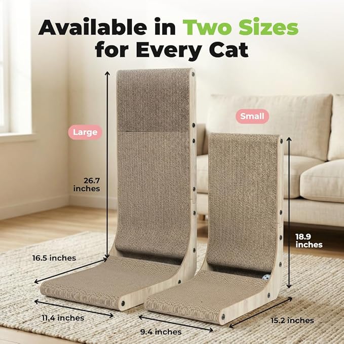 Best Pet Supplies Catify Cat Scratcher, Fun Interactive Scratchers, Posts, Poles, Claw Safe, Furniture Saver Indoor Play Support Natural Cat Behaviors Heavy Duty - L-Shape Scratcher, 15.2 x 9.45