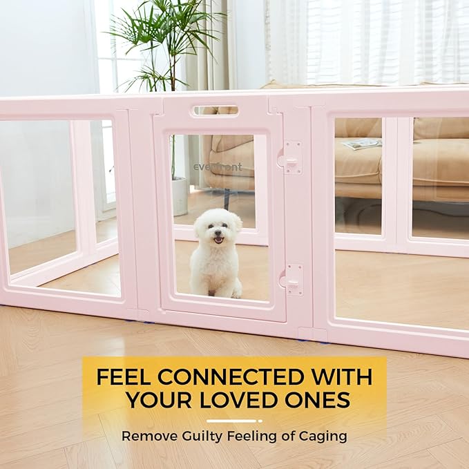 EVERFRONT Clear Acrylic Dog Playpen - Clear Dog Play Pen - Easy Assemble Acrylic Dog Playpen - Puppy Playpen, Cat Playpen, Small Animal Playpen, Dog Play Pen Indoors