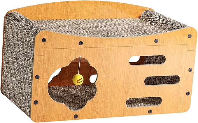 Generic Cat Scratcher House Cat Scratch Bed Supplies Durability Prevents Furniture Damage with Teasing Ball Grinding Claw Kitten Toy, 56cmx29cmx32cm