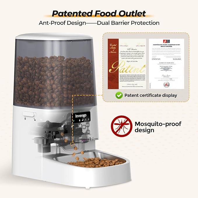 Automatic Cat Feeder with App Control, 5L Food Dispenser for Cats and Small Dogs, 2.4/5G Wi-Fi, Programmable Portions, Anti-Jam & Fresh-Lock, Stainless Steel Bowl, Easy to Clean