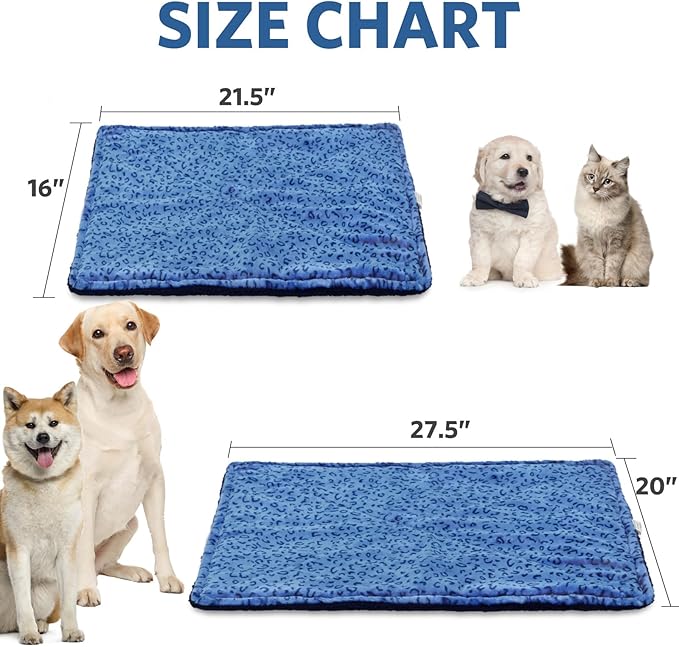 MARUNDA 2 Pack Self Warming Cat and Dog Bed, Super Soft Crate Blanket, Thermal Heating Pad Mat (Blue, 2 Pack -S - 22" * 15")