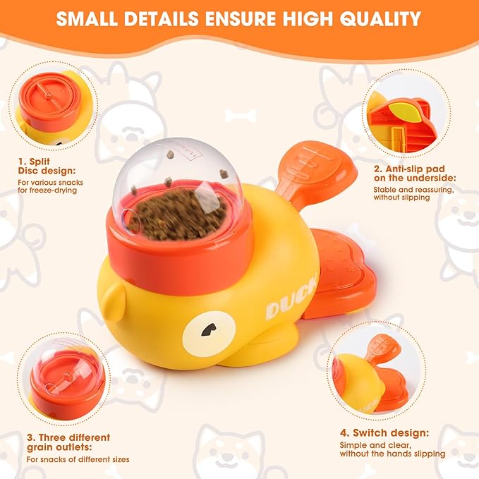 Dog Interactive Treat Dispenser Toy, Interactive Dog Toys Food Puzzle Slow Feeder, Duck-Shaped Cat Treat Dispenser for Training Small Cats,Dogs