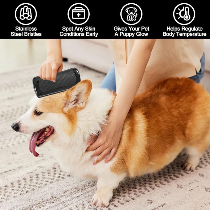 Deshedding Pet Brush & Pet Hair Remover Comb – Grooming Tool for Cats, Dogs, Easy Hair Removal Tool