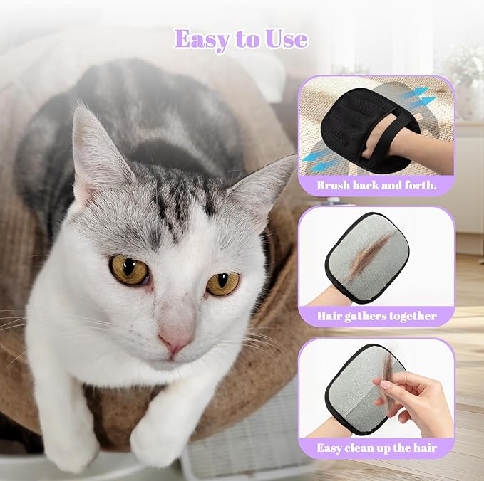 Pet Hair Removal Glove for Dogs & Cats,Cat Brush,Reusable Electrostatic Pet Hair Remover Tool for Clothing, Couch, Carpet, Car Seat, Dog Hair Remover, Cat Hair Remover, Pet Hair Remover for Laundry