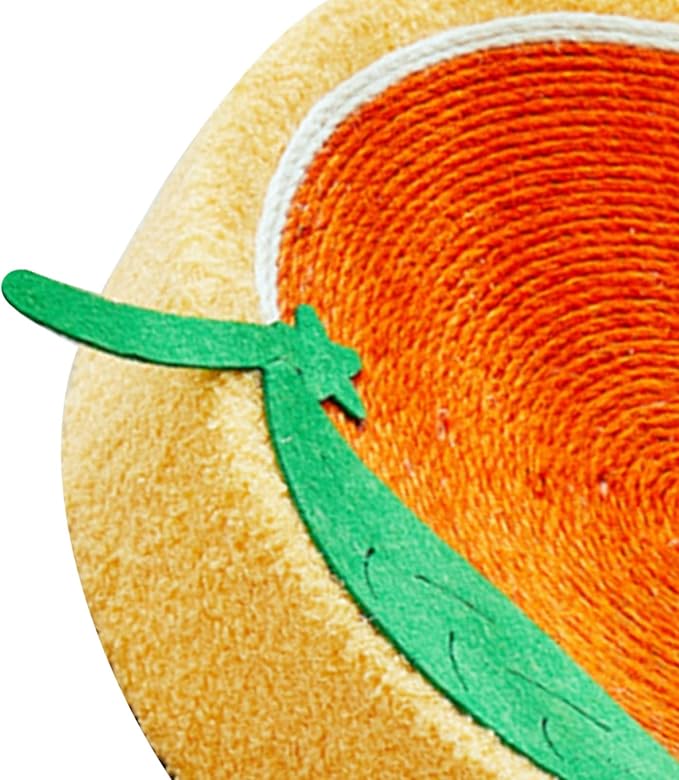 Cat Scratcher Bed Round Sisal Cat Scratcher Cardboard Cat Scratcher Lounge Bed Cat Scratcher Bowl Nest with Cartoon Pattern for Couch Carpets Sofas Protector (Orange)