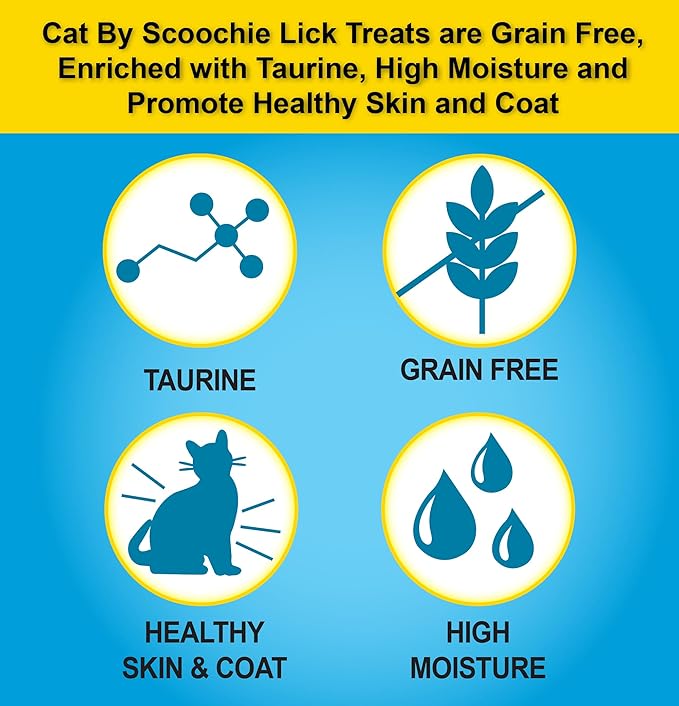 Scoochie Pet Products Cat by Scoochie Assorted Lick Treats – Chicken, Salmon & Beef | 0.5oz | 24 Pack