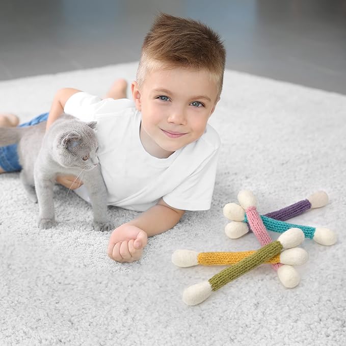 Glaciart One Swabs Cat Toys with Catnip - 5 PCS | Cute Cat Toys for Interaction, Exercise, & Play | Filled w/Organic Catnip for Anxiety & as Digestive Aid | Gift Idea