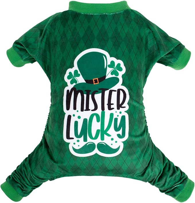 CuteBone Dog St.Patrick's Day Pajamas Puppy Onesies Small Dogs Soft Pjs Coat Cat Apparel Comfy Pet Clothes Outfit Doggie Bodysuit P274M